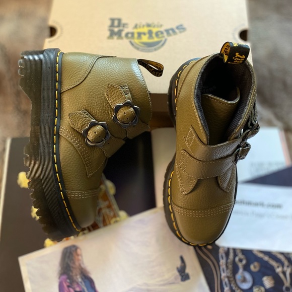 Dr. Martens Devon Flower Buckle Leather Platform Boots - Picture 7 of 16